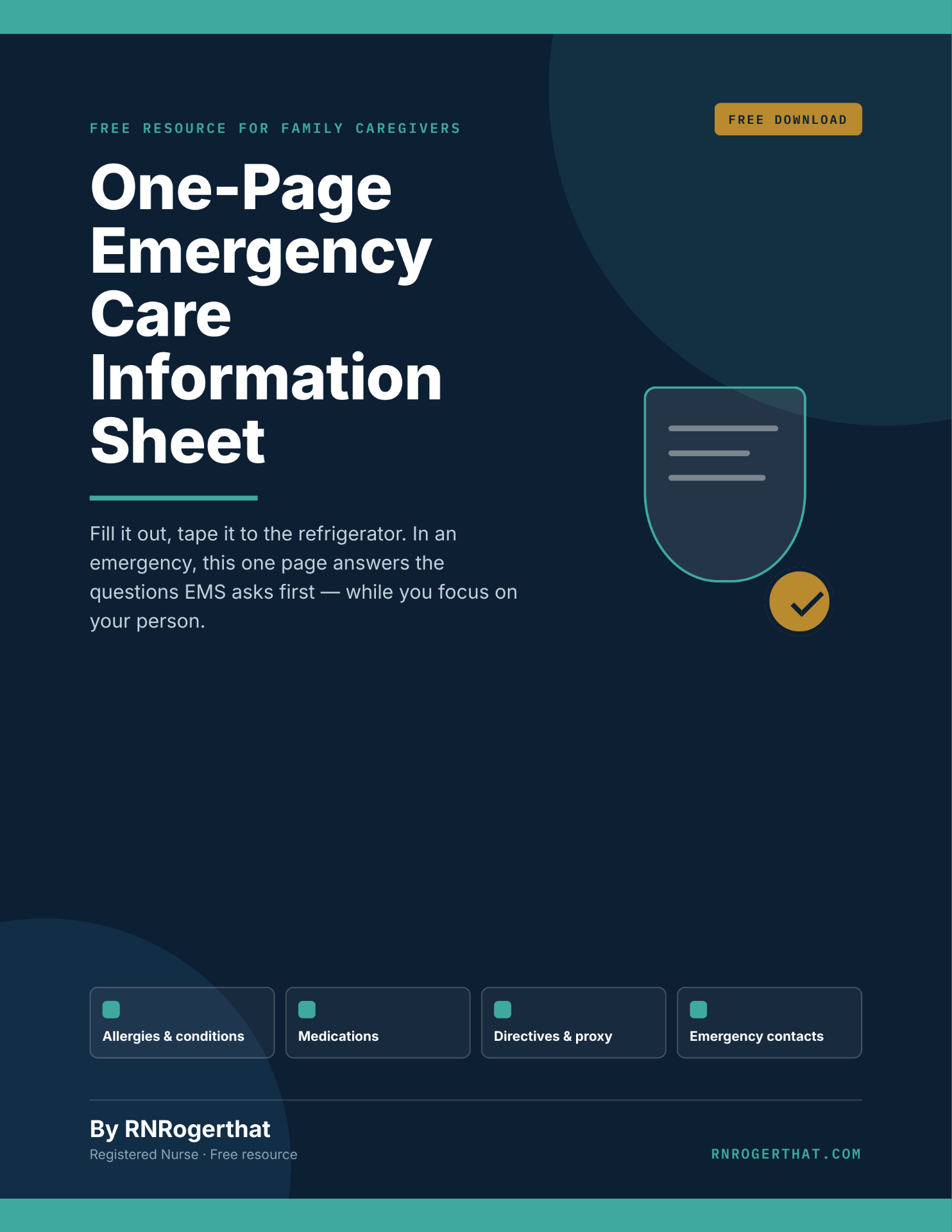 One-Page Emergency Care Information Sheet cover